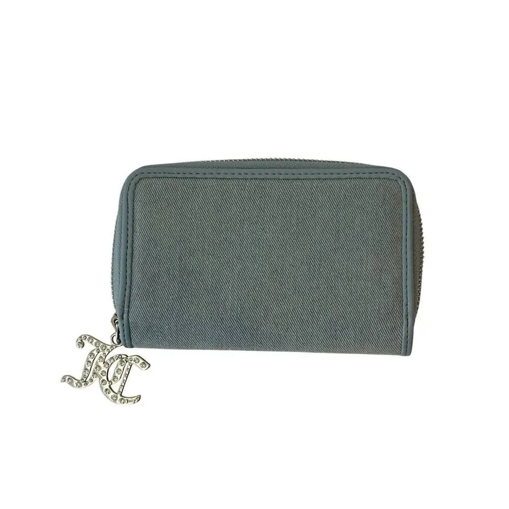 Juicy Couture Wallet‎ Denim Rhinestone JC Zip Around 